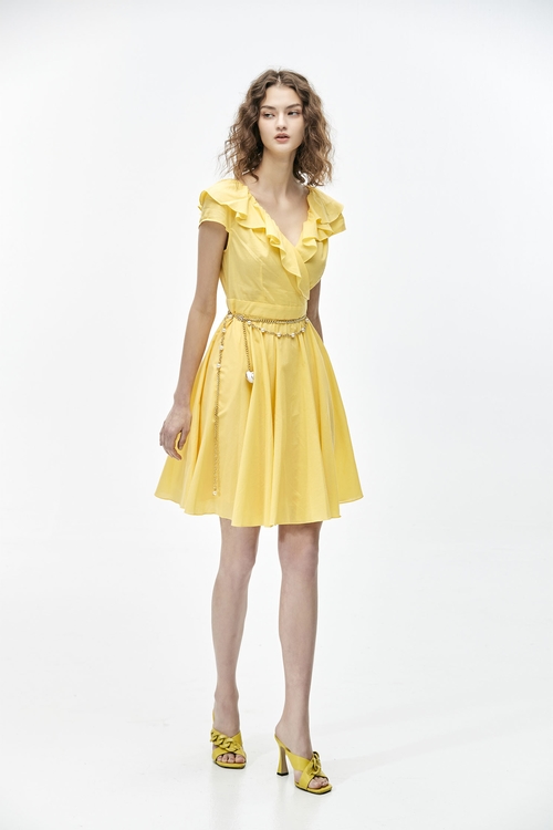 鳶尾黃棉質洋裝,連身洋裝,一般洋裝