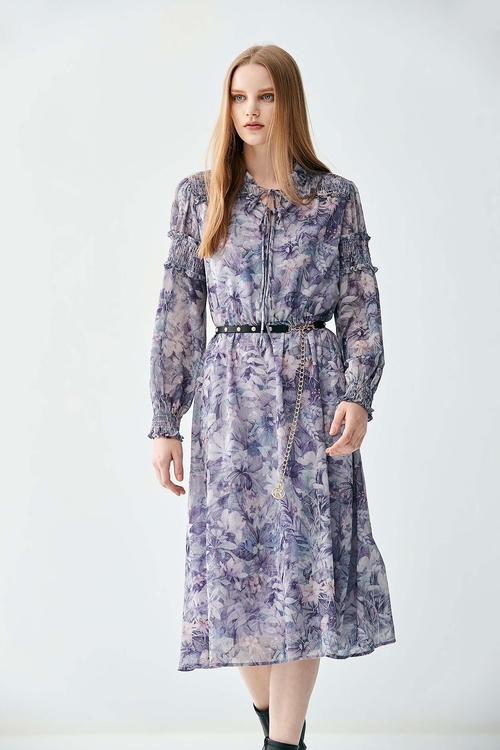 迷霧紫藤花長版洋裝,連身洋裝,一般洋裝