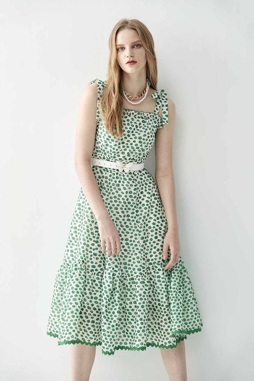 湖藻印花氣質長版洋裝,時髦選品專區
