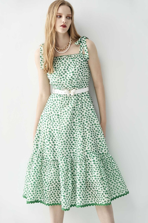 湖藻印花氣質長版洋裝,時髦選品專區
