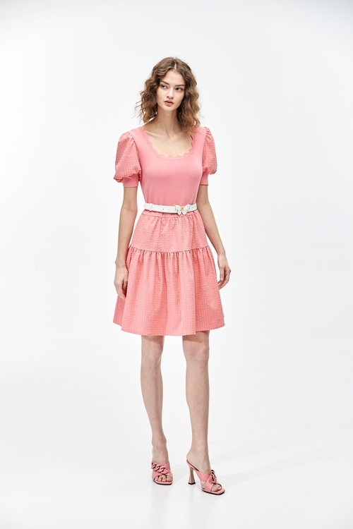 粉紅潘趣酒色針織洋裝,針織洋裝,小禮服