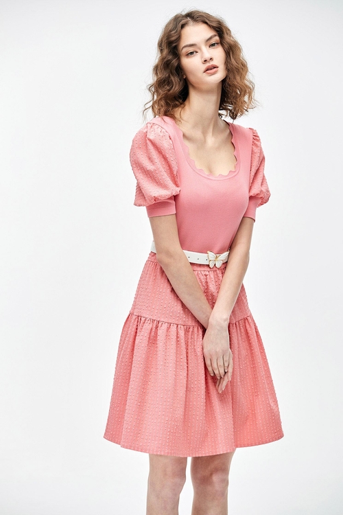 粉紅潘趣酒色針織洋裝,針織洋裝,小禮服