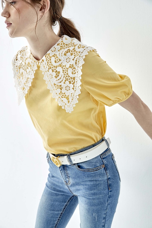 Large lace collar top