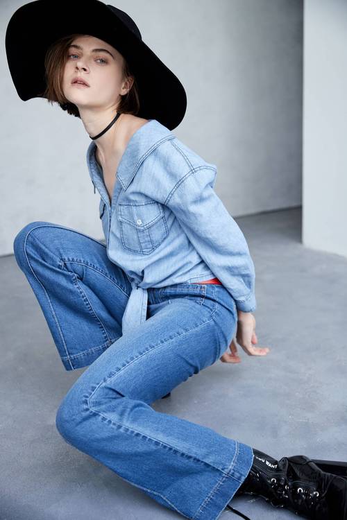 Denim top with tied detail