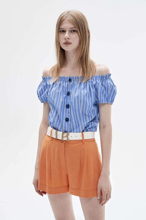 Striped loose-mouthed top