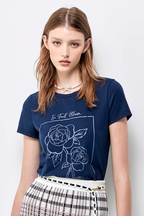 立體花束印花T恤,T-Shirt