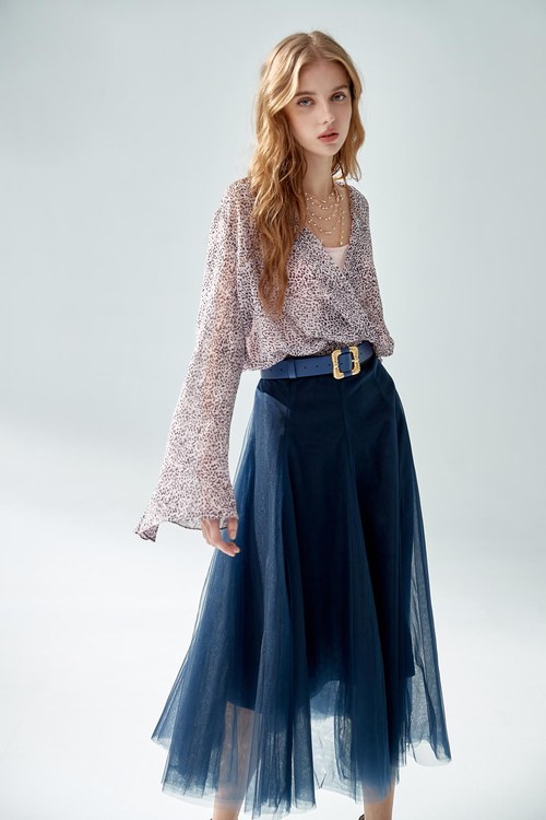 Tulle skirt with ruffled hem