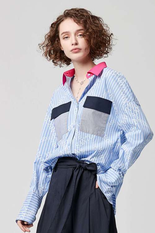Long-sleeved shirt with color prints
