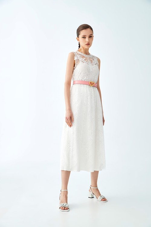 Dress with cutwork embroidery