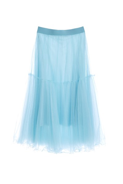 馬卡龍藍網紗裙