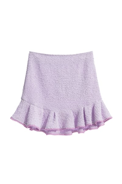 露莓色泡泡紋短裙