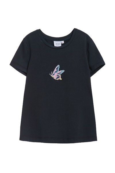 展翅蝴蝶刺繡T恤